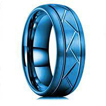Personalized Brushed Mens Wedding Band Matte Finish