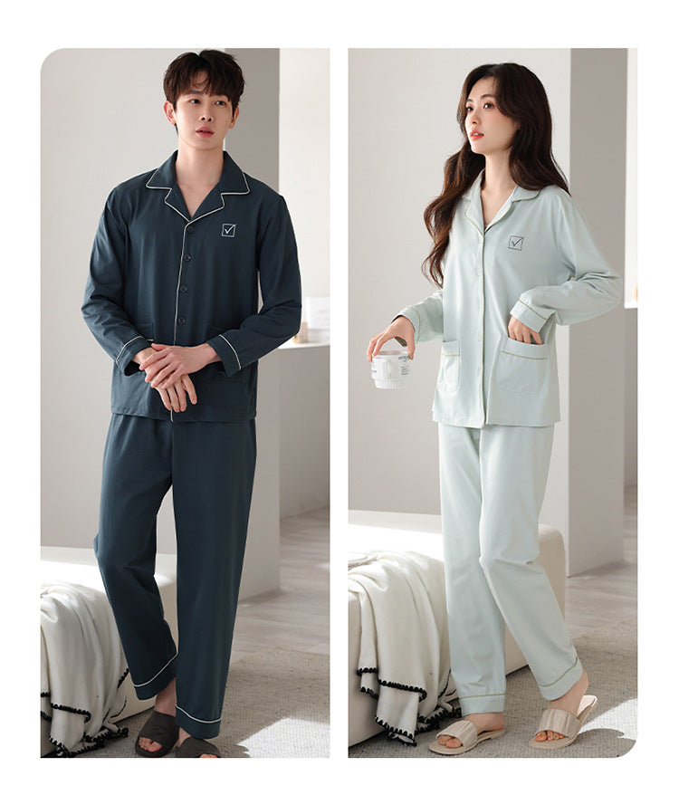 Long Sleeves Comfortable Matching Sleepwear Set 100% Cotton