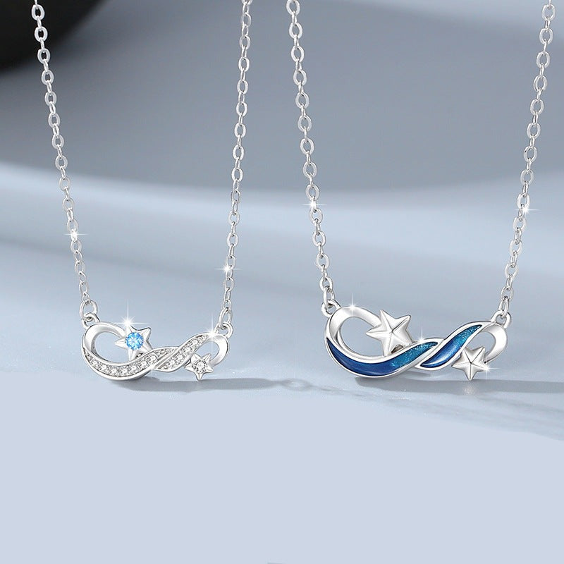 Stars Matching Couples Necklaces Set for Two - Sterling Silver