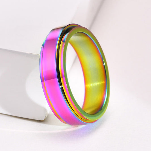 Custom Engraved Multicolor Mens Ring Titanium