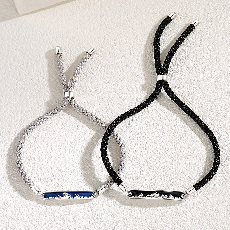 Mountain Ocean Couple Promise Bracelets Set