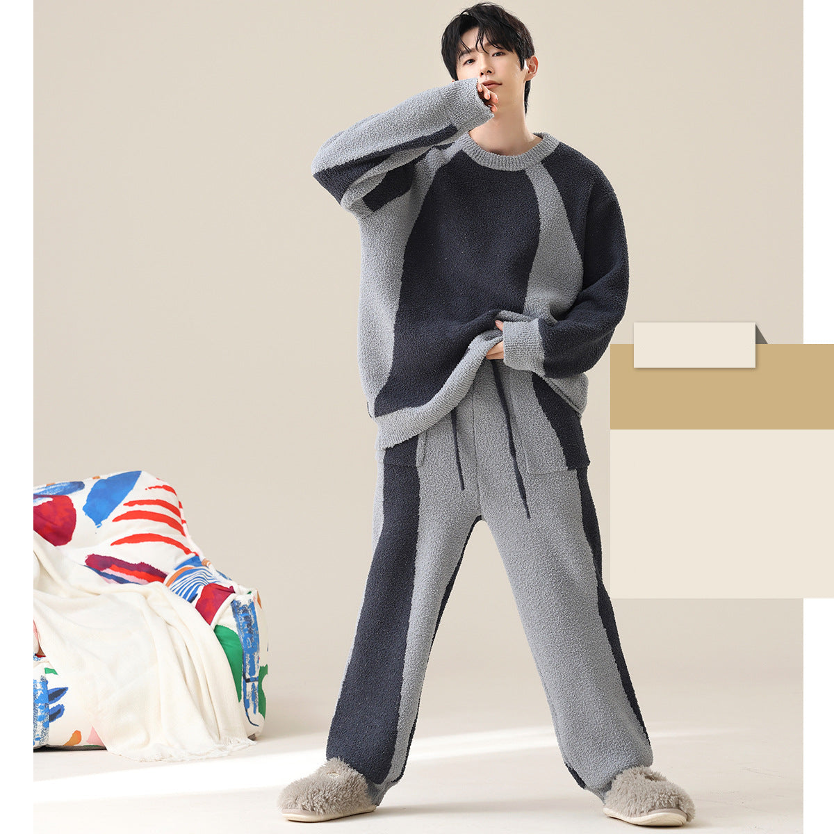 4-Piece Warm Pajamas/Loungewear Set for Couples