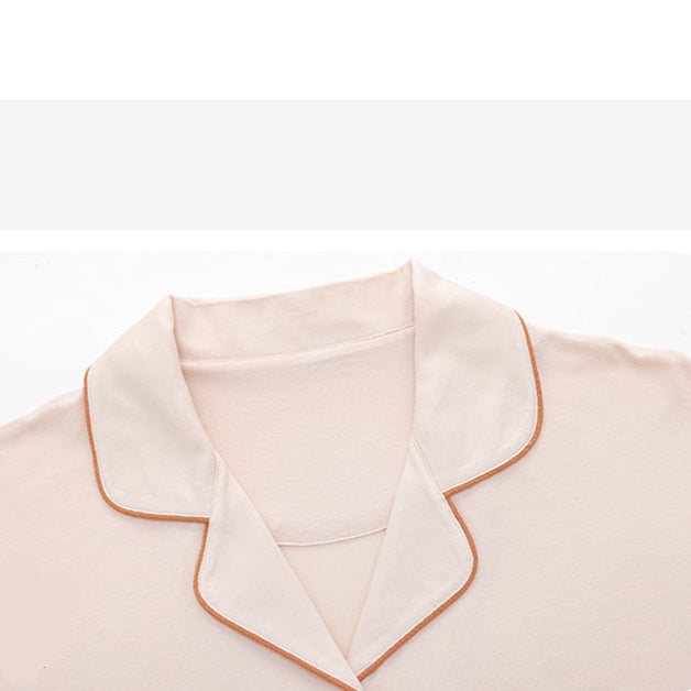 Soft Modal Couple Pajamas - Notched Collar Short Sleeve