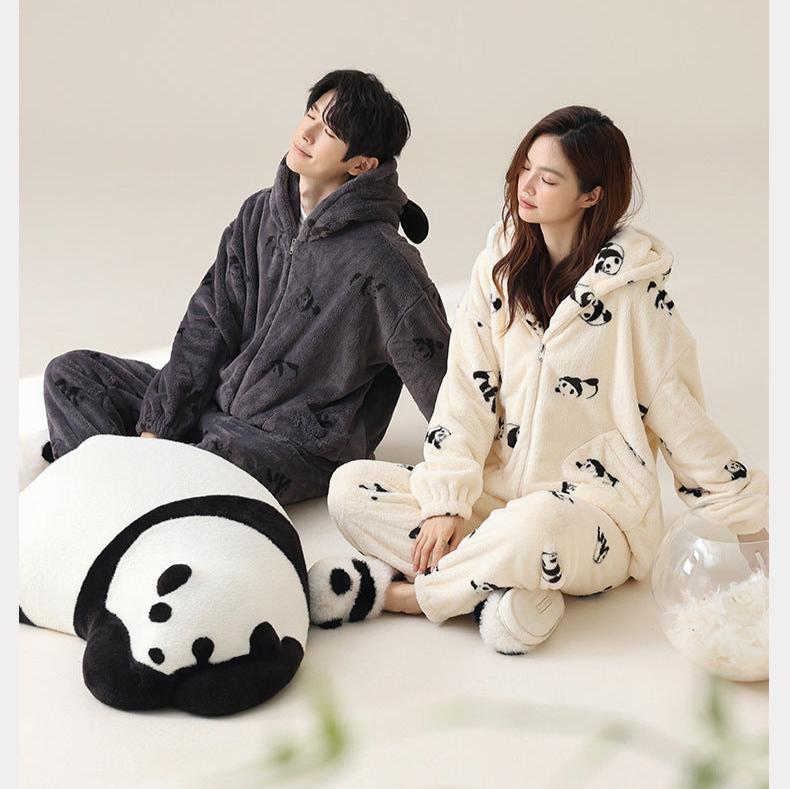 Cute Couples Panda Pajamas Set - Premium Polyester