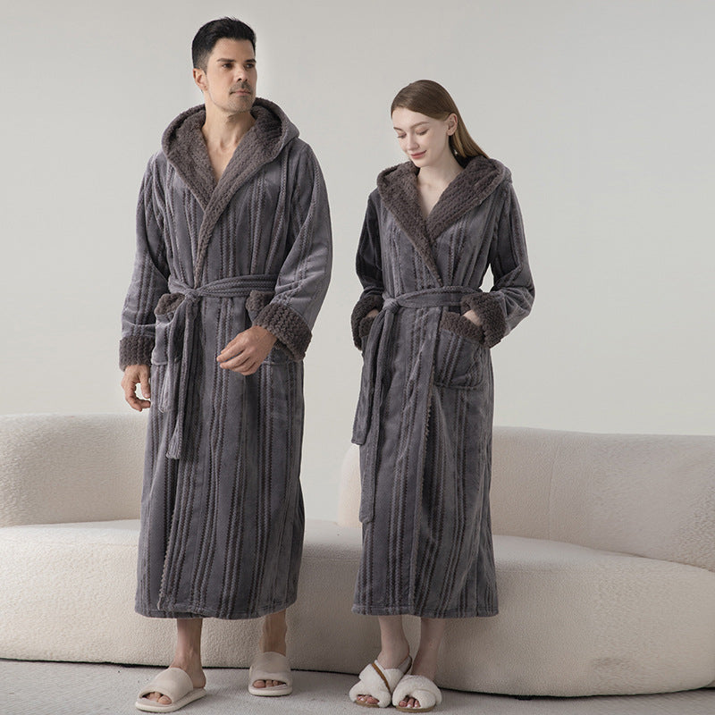 Thickened Flannel Winter Matching Robes Set