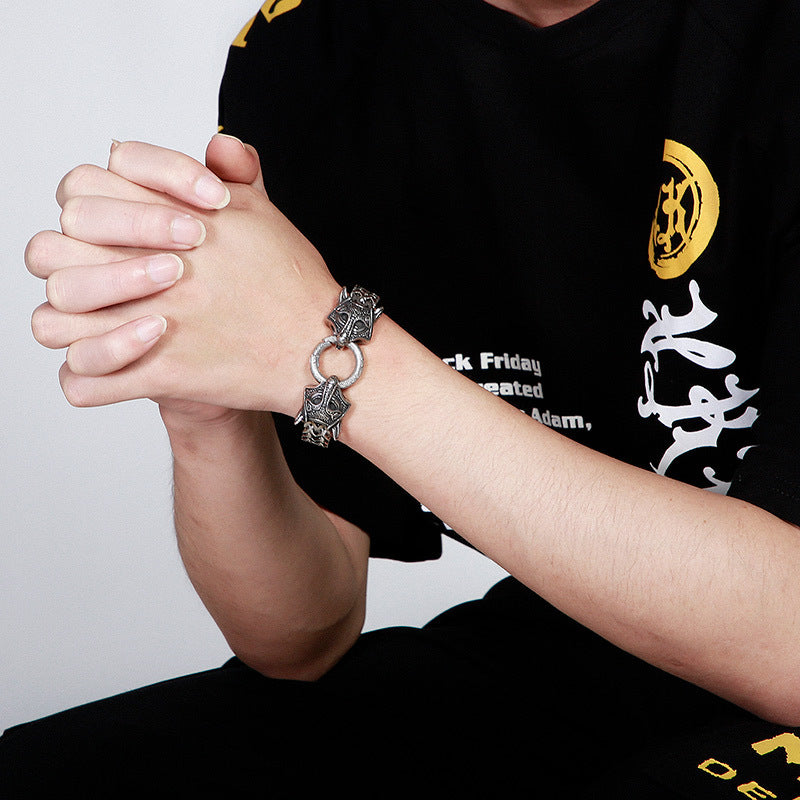 Retro Vintage Style Mens Bracelet 22.5cm Steel