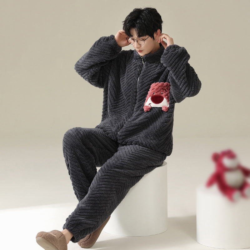 Couples Matching Thick Fleece Pajamas Set