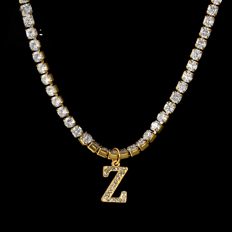 Name Initial Tennis Chain Necklace