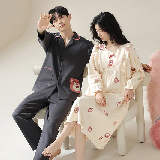 Couple Matching Bear Pajamas Sleepwear Set