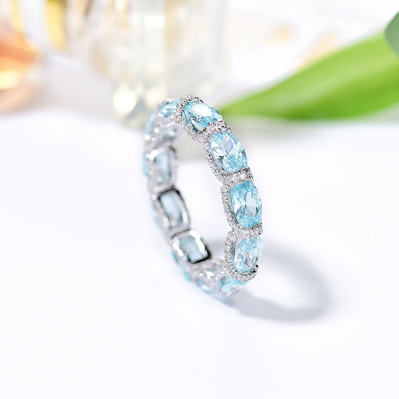 Aquamarine Eternity Promise Ring for Her