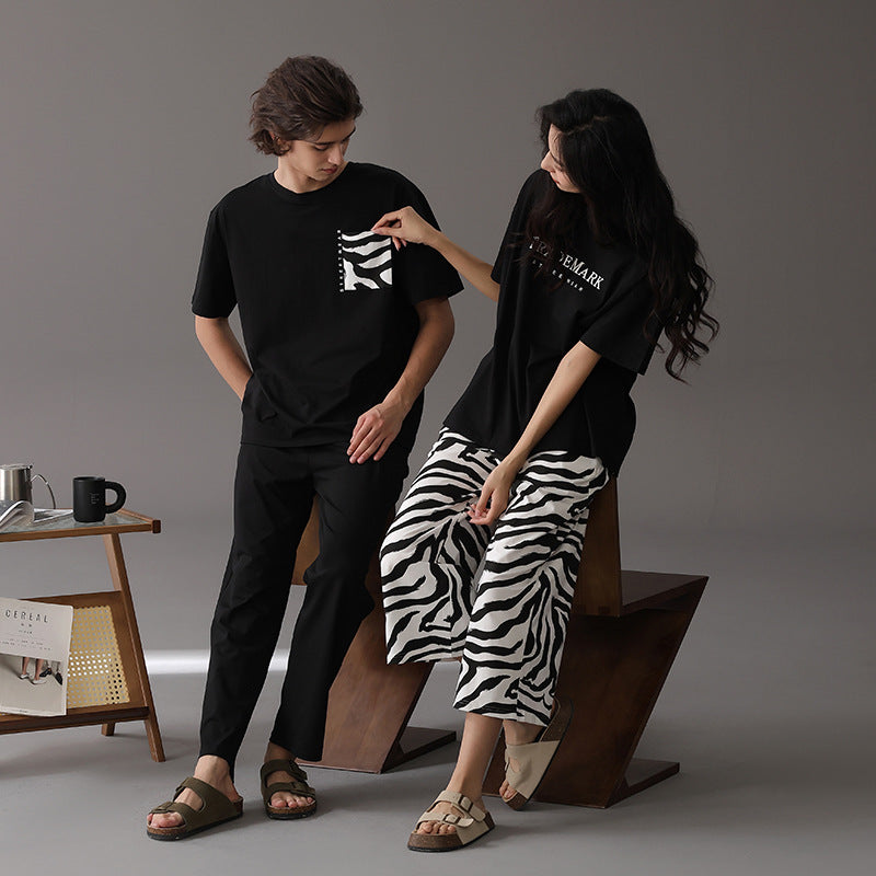 Zebra Pattern Matching Pajamas Set for Couples