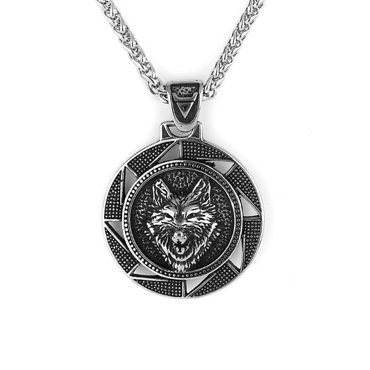 Mens Thick Chain Necklace Celtic Wolf Viking Style