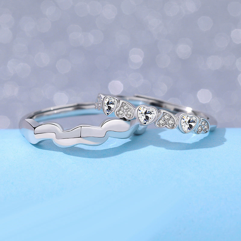 Hearts Couple Promise Rings Gift Set for Two