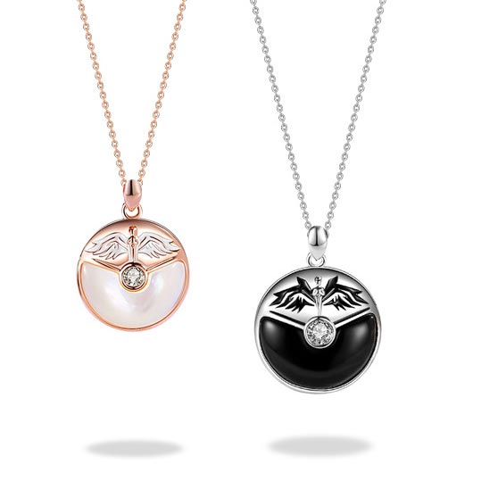 Matching Angels Couple Necklaces Set for 2