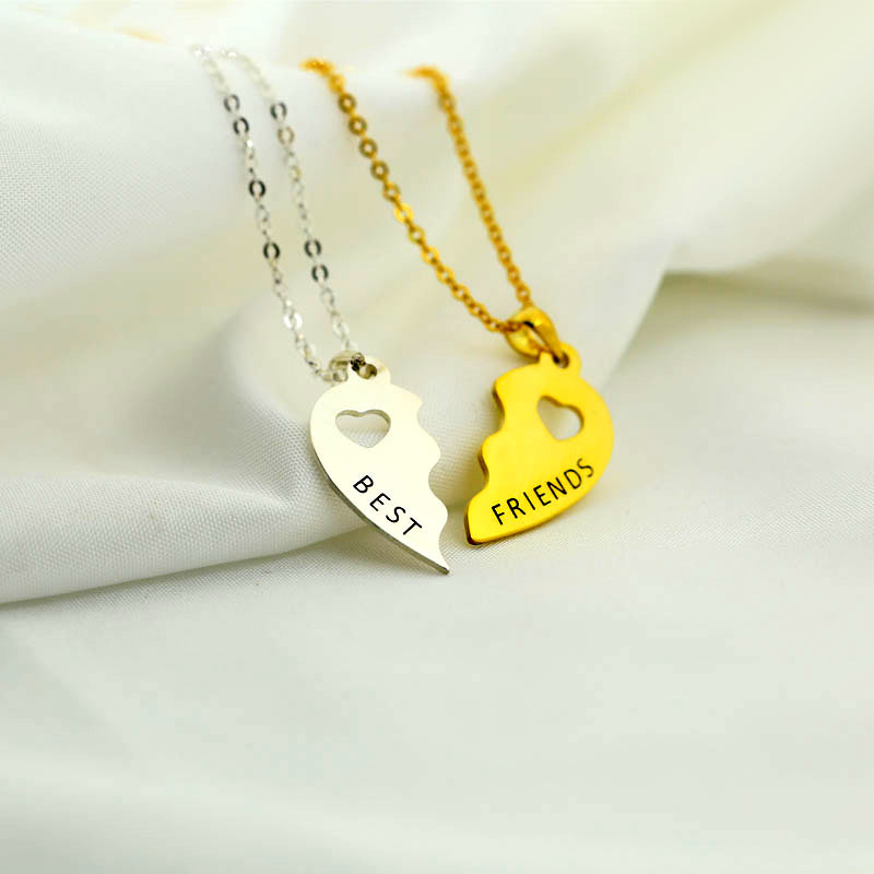 Personalized Half Hearts Friendship Necklaces Set