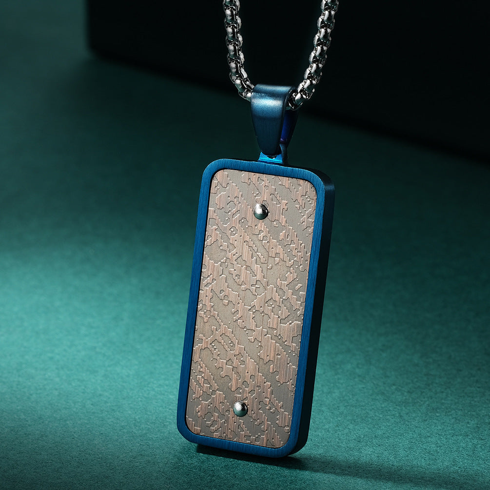 Engravable Vintage Mens Vertical Pendant Necklace