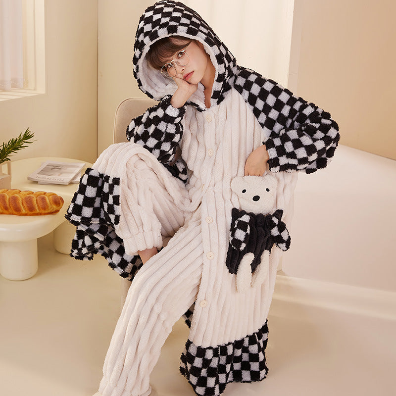 Cute Bear Winter Pajamas Set for Women