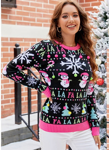 Ladies Christmas Sweater Black Sweatshirt