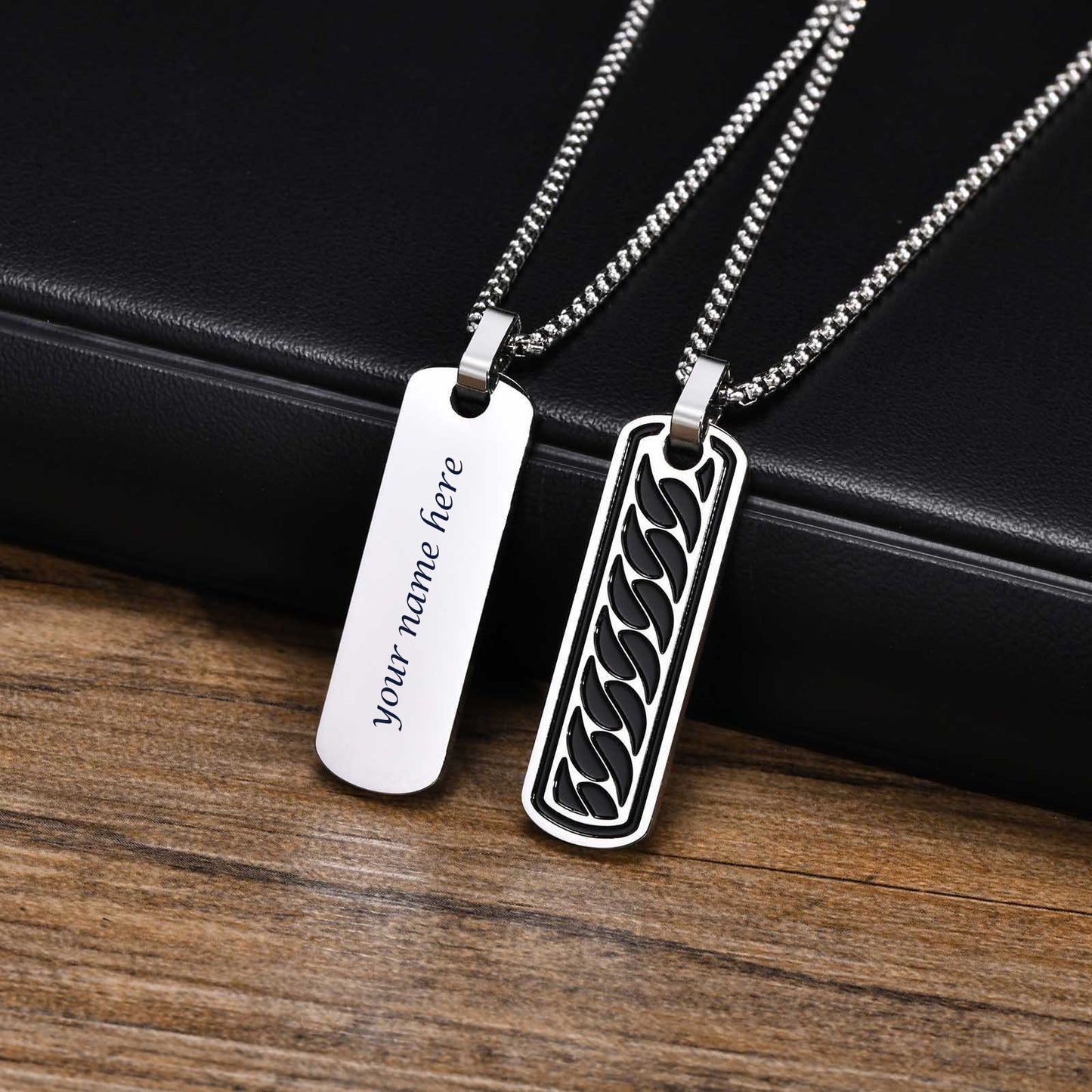 Engravable Bar Pendant Necklace for Men