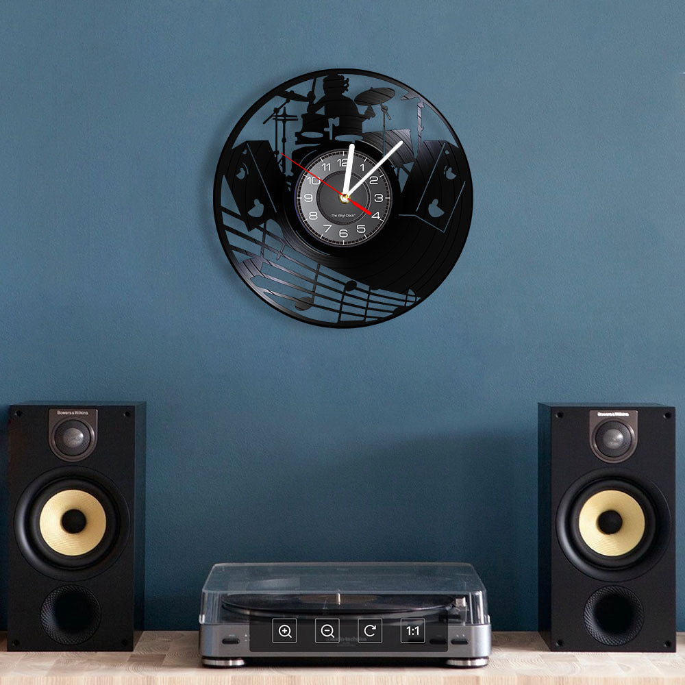 Gift for Drummer Wall Deco Lp Record Clock