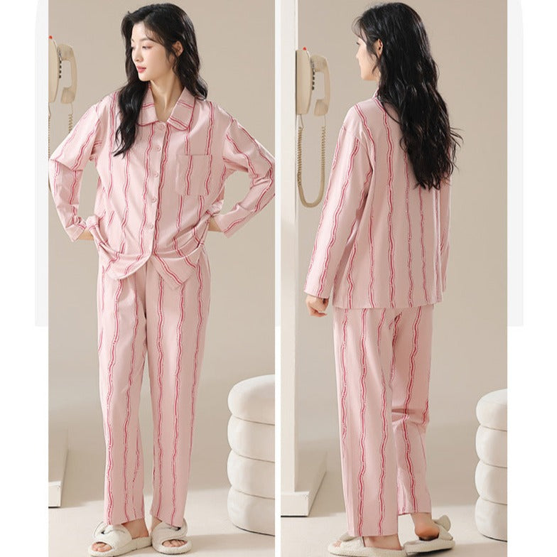 Set of 2 Matching Couple Pajamas Long Sleeve 100% Cotton