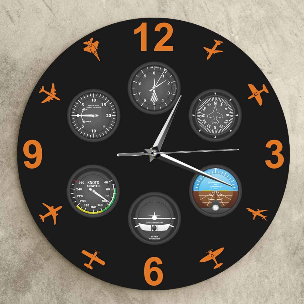 Wall Deco Silent Clock Gift for Pilot