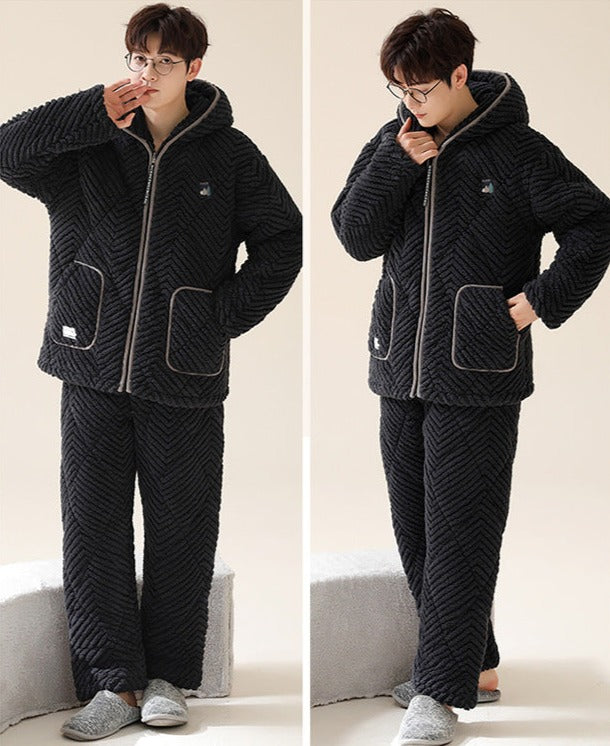 Matching Couple Pajamas Loungewear Winter Flannel Set