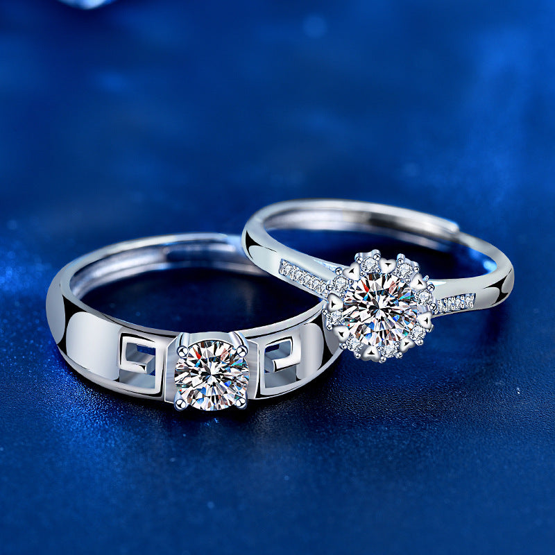 1 Carat Moissanite Diamond Halo Promise Rings Set