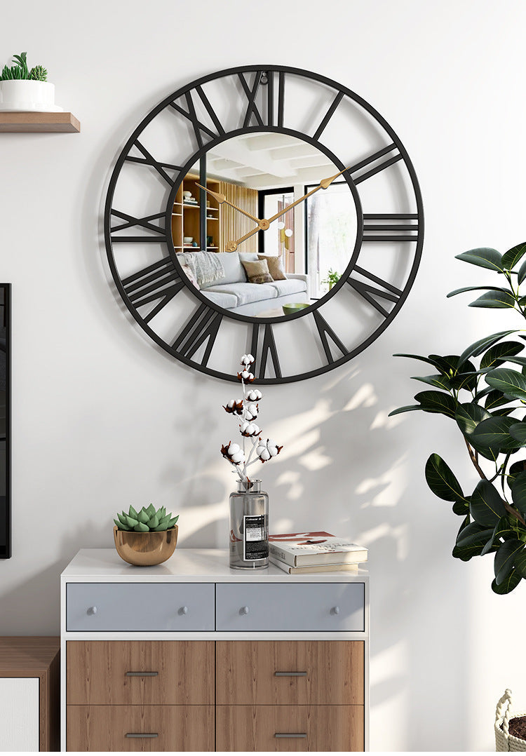Gullei™ Modern Mirror Wall Clock with Roman Numerals - Elegant 39cm Deco