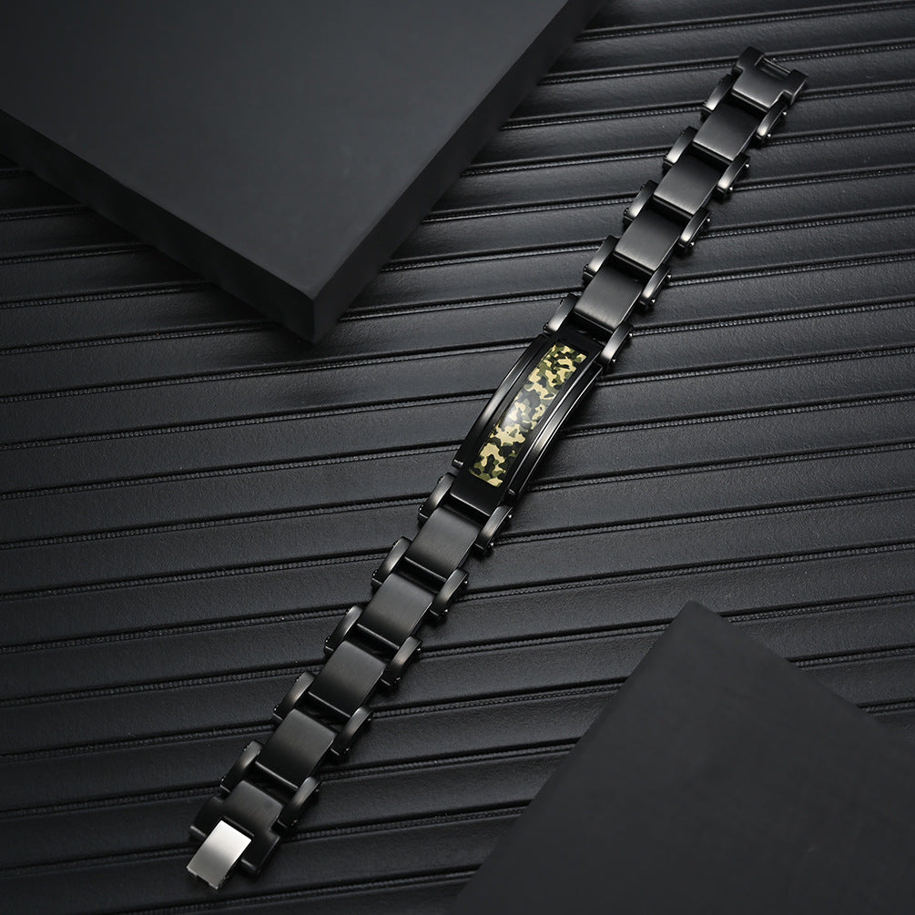 Mens Bracelet with Names Engraved 8.5 Inches Steel