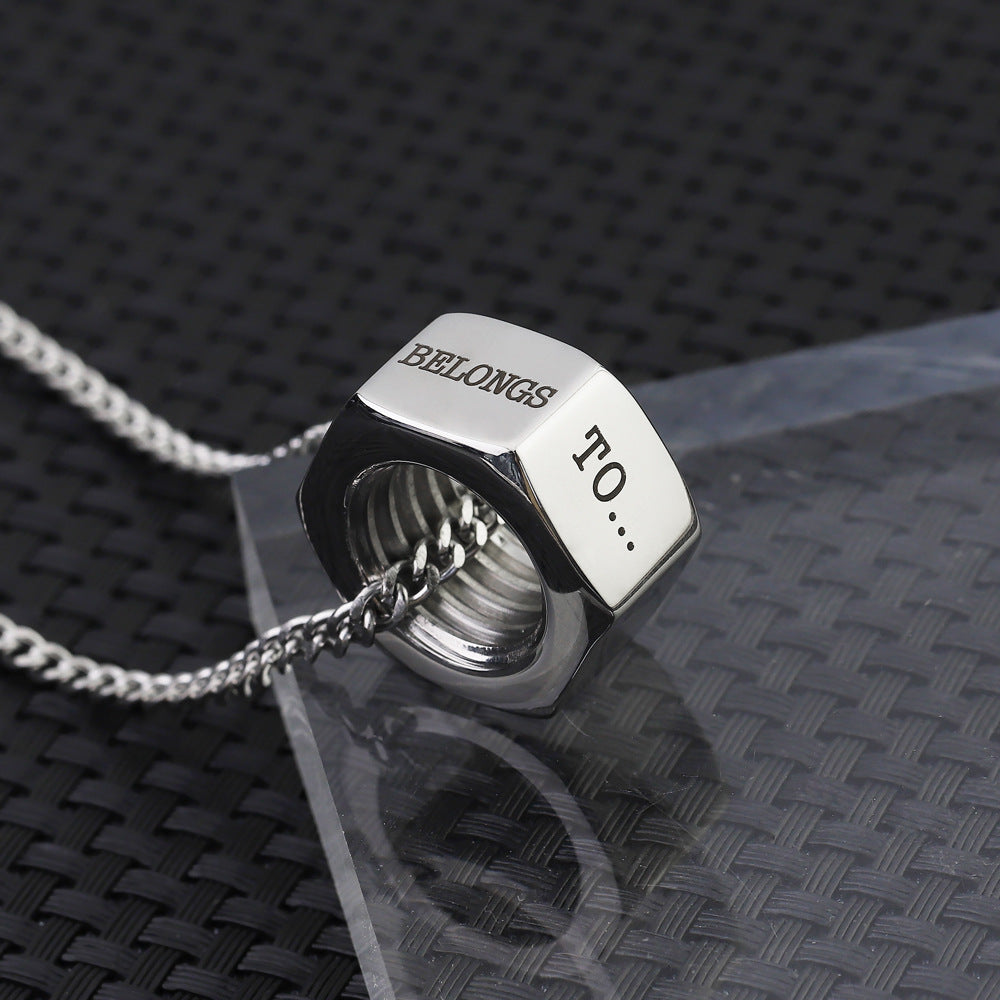 Engravable Nut Necklace Gift for Mechanic Dad