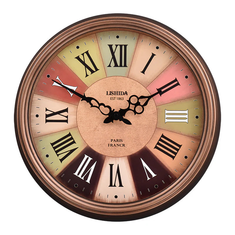 Rustic Tapestry of Time – Antique-Style Nordic Silent Wall Clock (13")