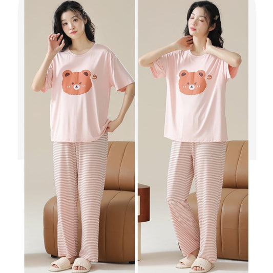 Cute Bear 100 Percent Cotton Pajamas Set for Women