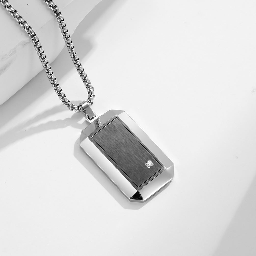 Custom Engravable Brushed Mens Pendant Necklace