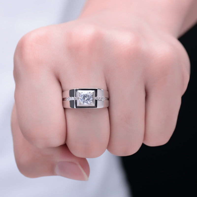 Engraved Wedding Ring for Men Sterling Silver 9mm
