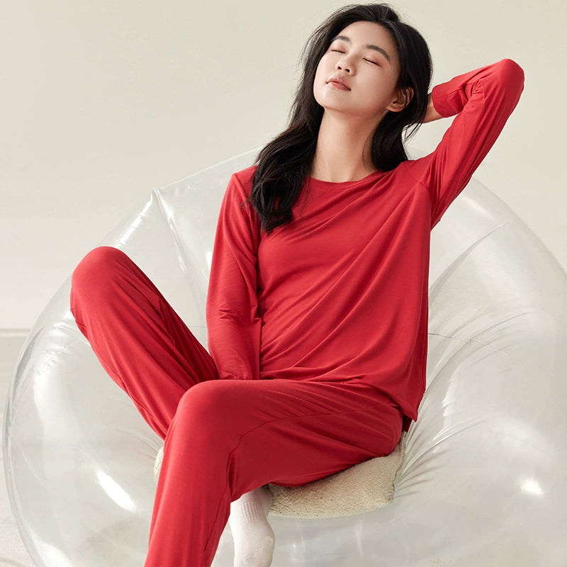 Gullei ™ Red Long Sleeve Pajamas Set 100% Organic Cotton