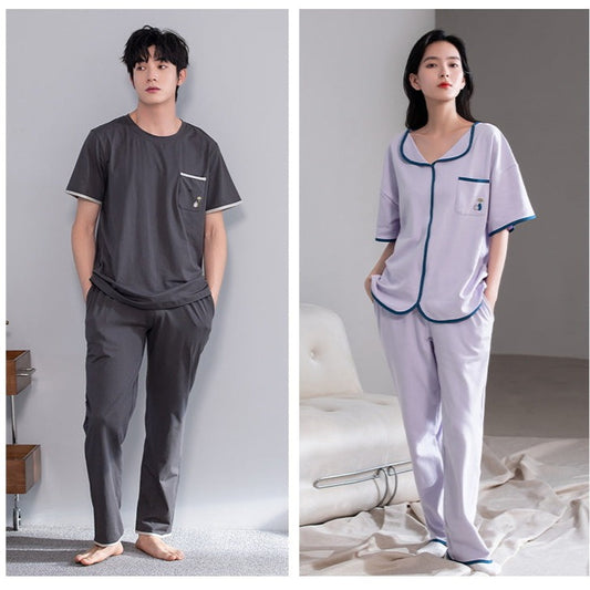 Short Sleeve Comfy Pajamas for Men and Women 100% Cotton