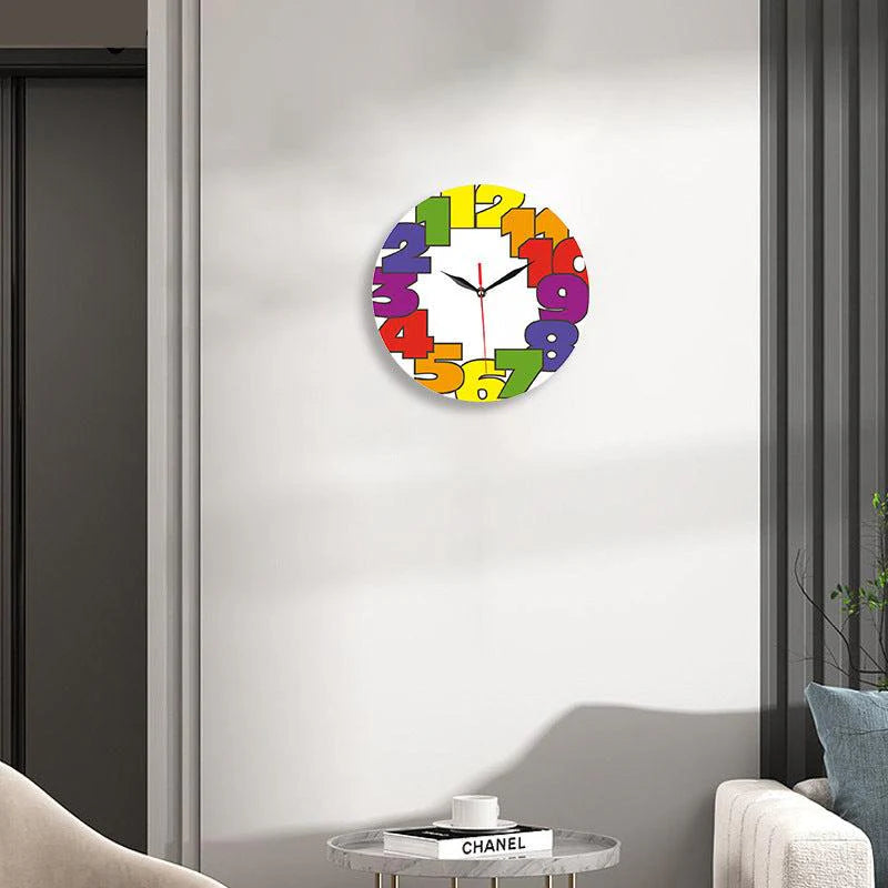 Funky Numbers Silent Kids Wall Clock — 12" Acrylic