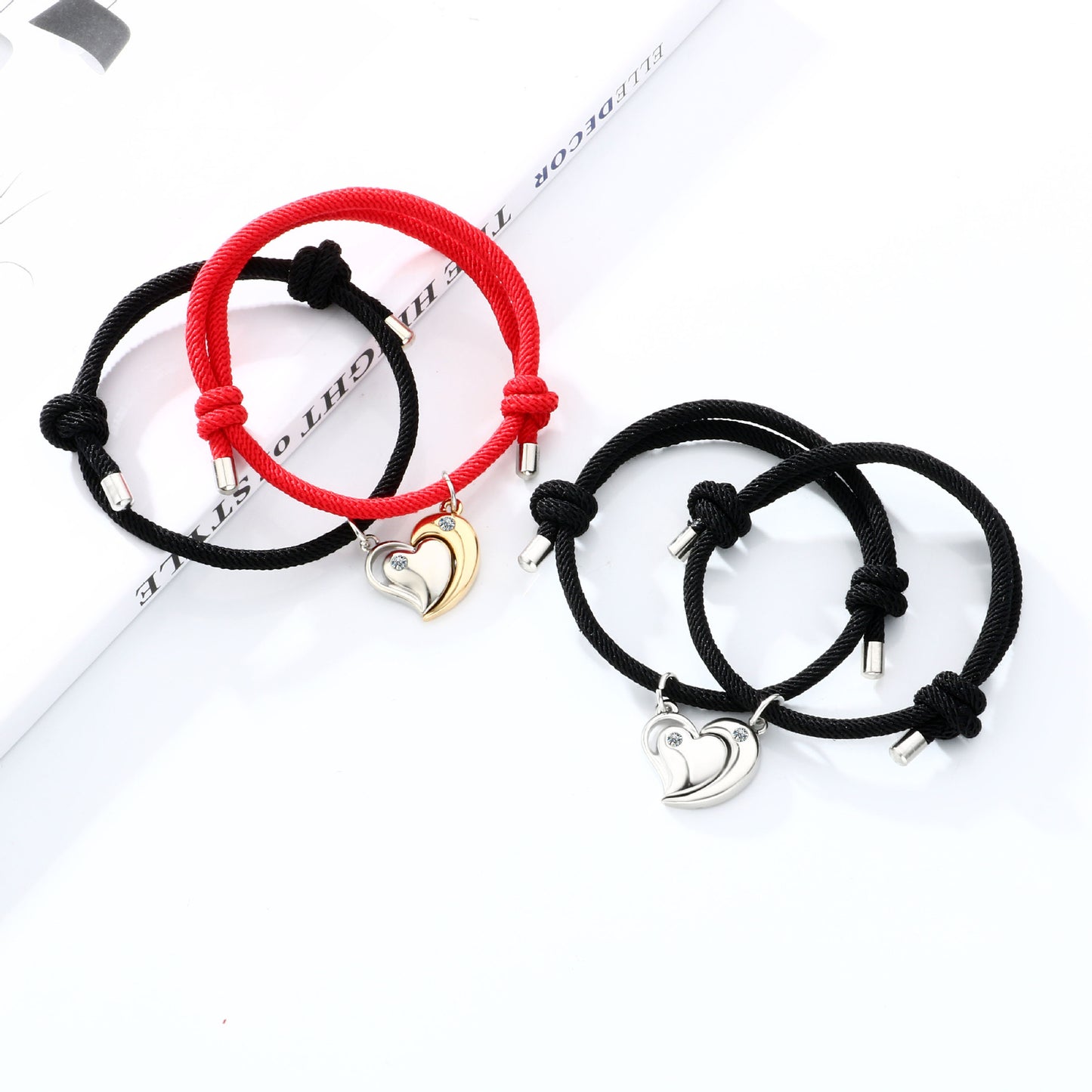 Engravable Magnetic Hearts Bracelets for Couples