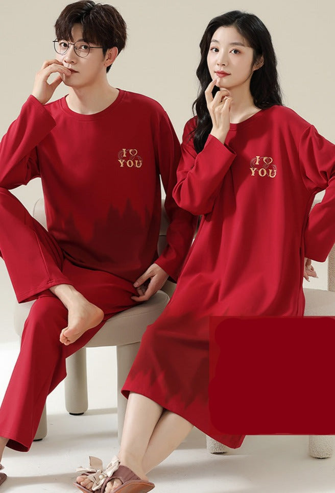 Matching Wedding Sleepwear Red Pyjamas 100% Cotton