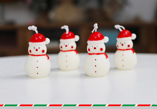 Snowman Real Wax Christmas Candles Pine Scented Set of 4