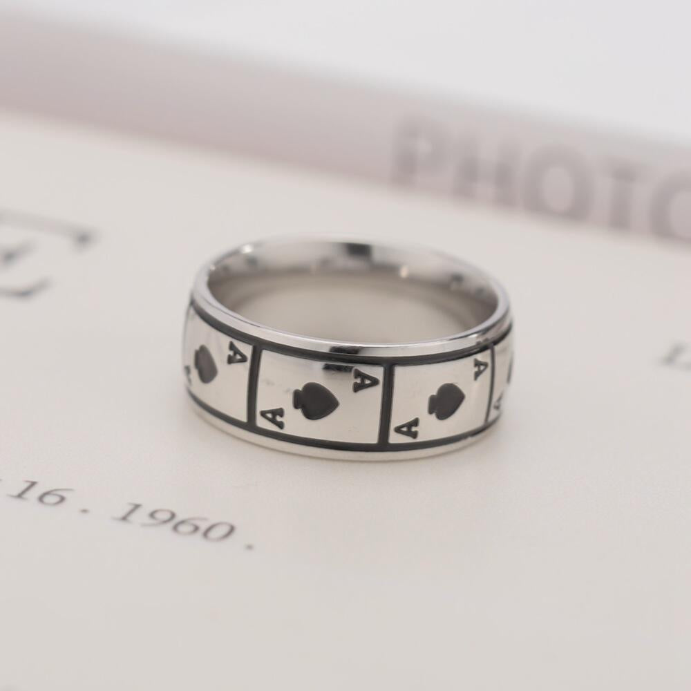Custom Ace of Spades Mens Ring 8mm