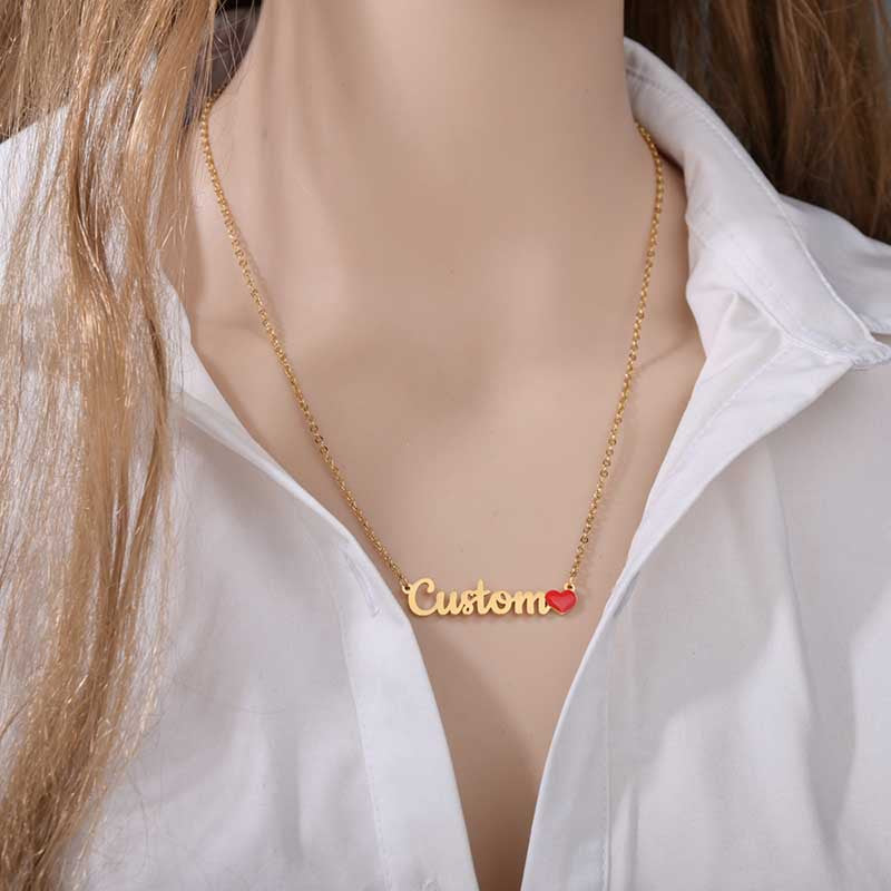 Red Heart Personal Name Necklace