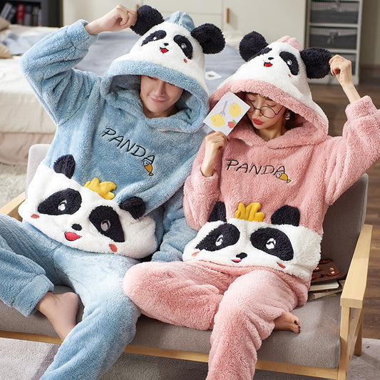 Holiday Christmas PJs Set for Couples Winter Hoodie Sleepwear