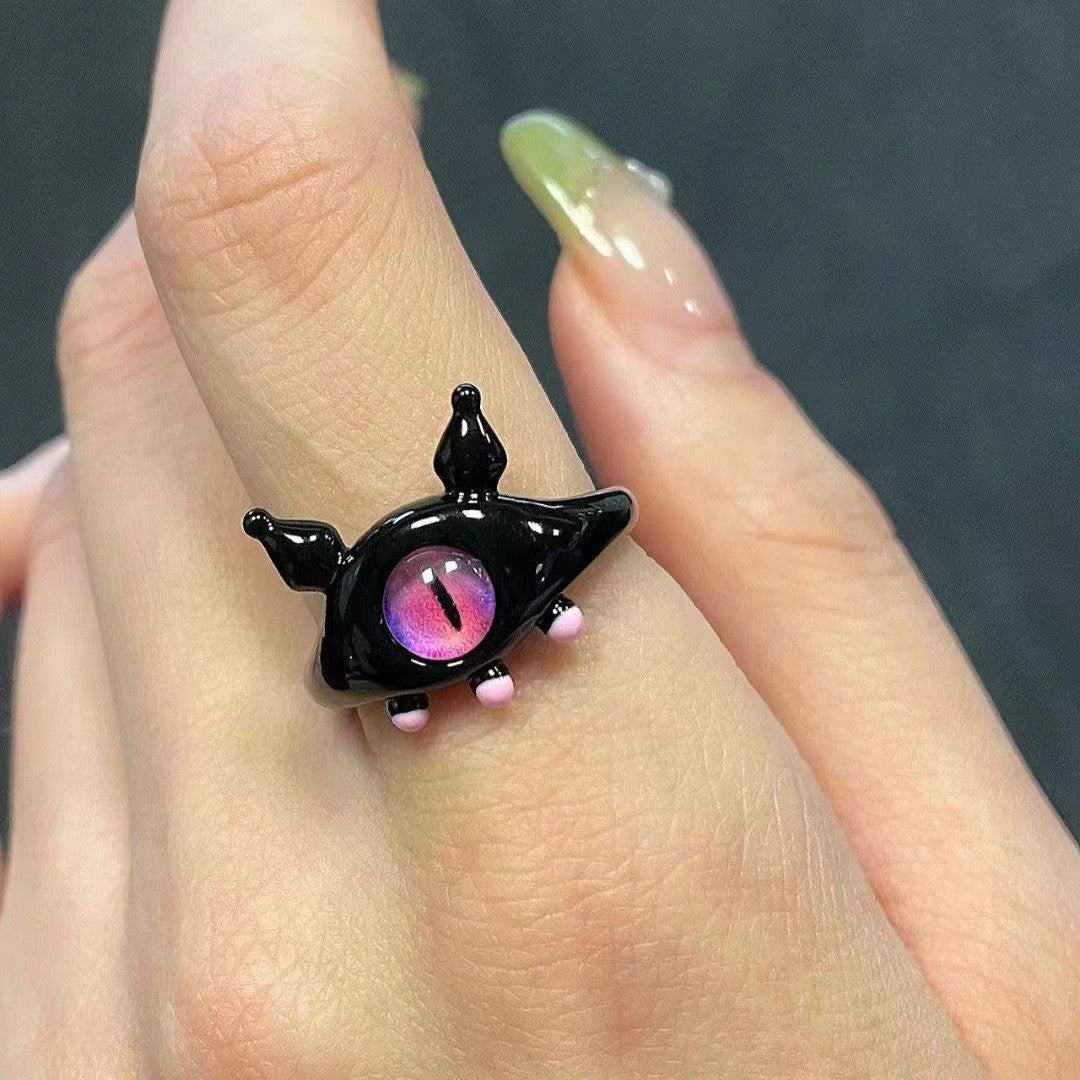 Funny Cartoon Monster Kitten Ring Gift for Girls