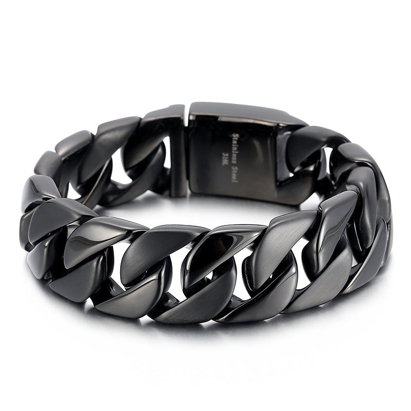 Personalized Thick Cuban Chain Mens Bracelet Black