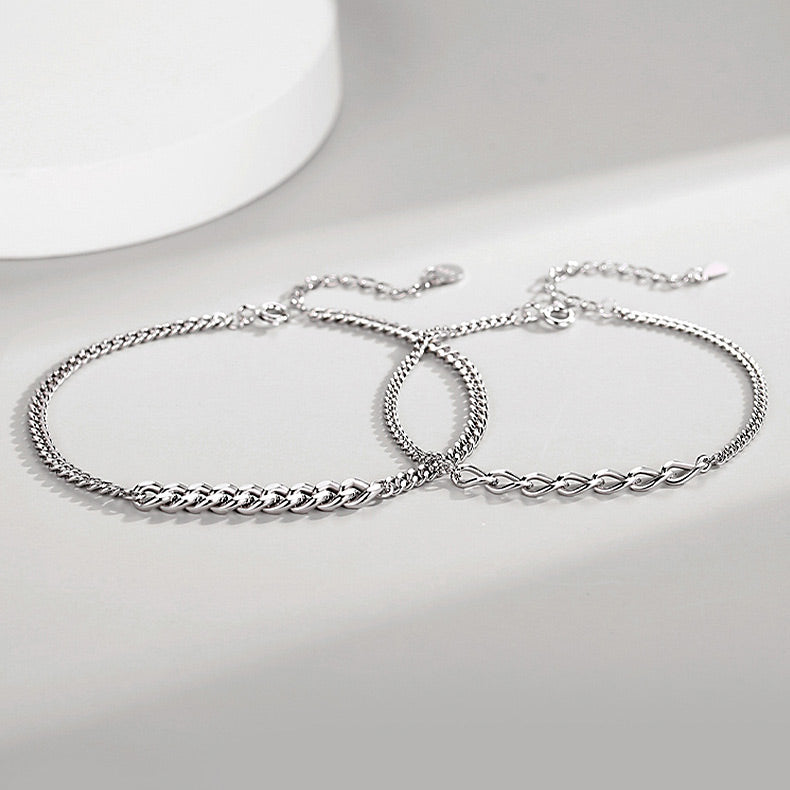 Mix Chain Trending Couple Bracelets Set