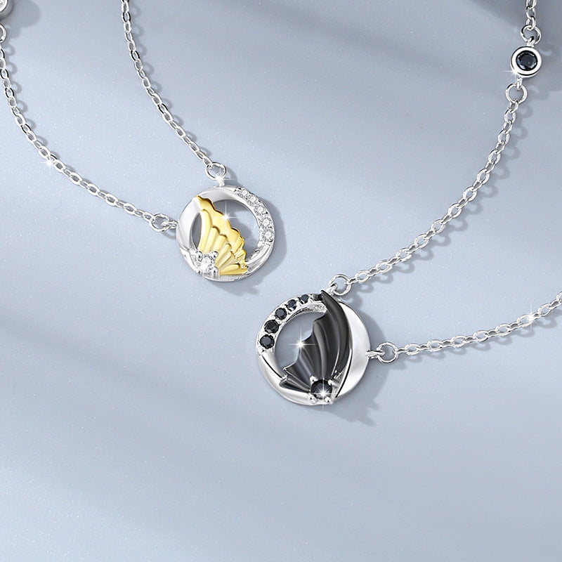 Angel and Devil Necklaces Set for Two - Sterling Silver