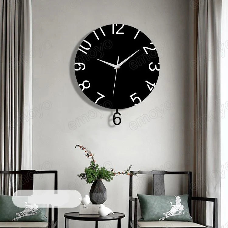 Big Numbers Silent Pendulum Wall Clock — 12" Acrylic
