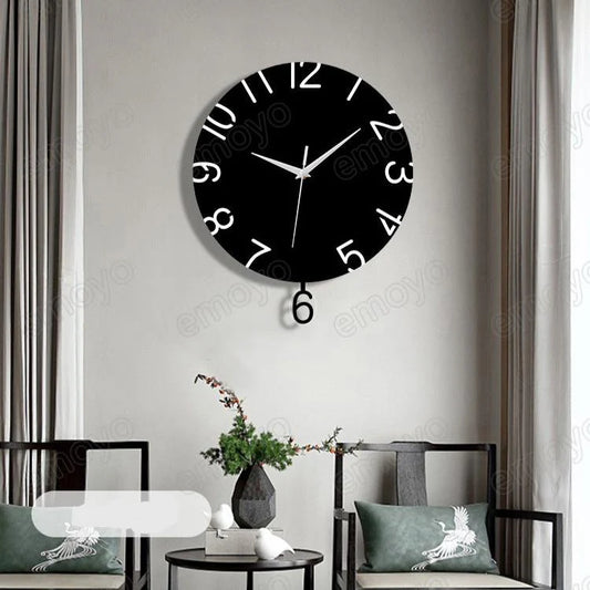 Big Numbers Silent Pendulum Wall Clock — 12" Acrylic